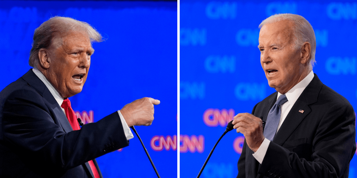 Trump och Biden debatterar.