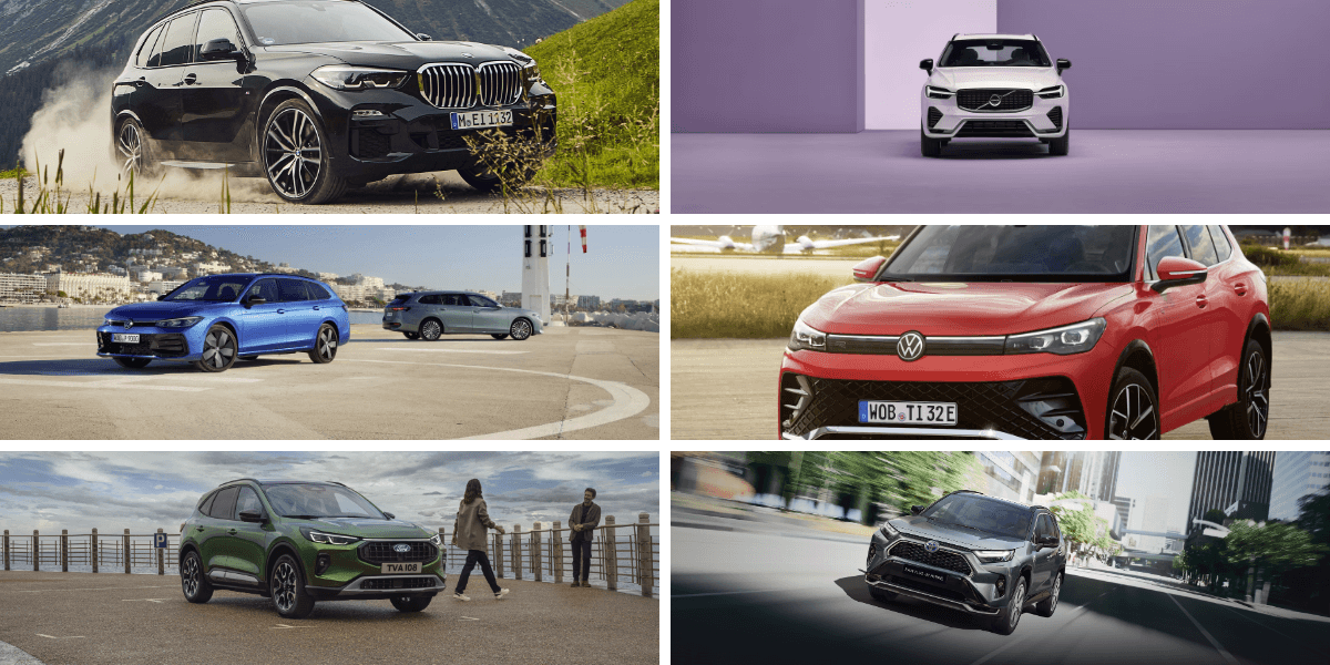 Bäst i alla tester - hybrider. (Foto: Toyota, Ford, Volkswagen, Volvo, BMW)