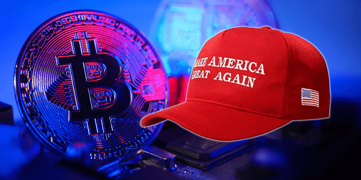 Make America Great Again-keps och Bitcoin-logo