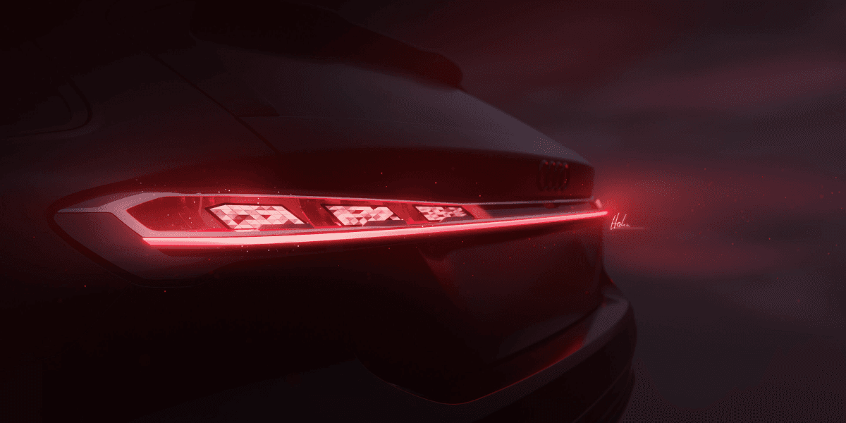 En liten teaser på bakdelen av nya Audi A6. Världspremiär i morgon. (Foto: Audi)