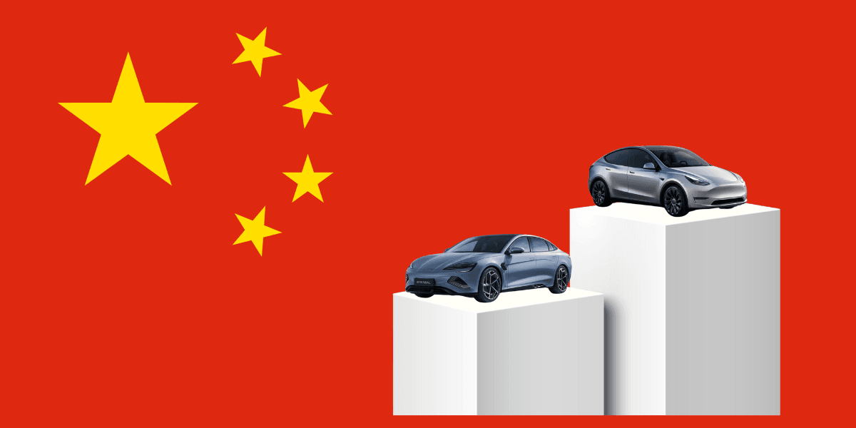 Endast 1 av 7 kinesiska elbilsvarumärken blir lönsamma till 2030, enligt analytiker. (Foto: Tesla, Byd)