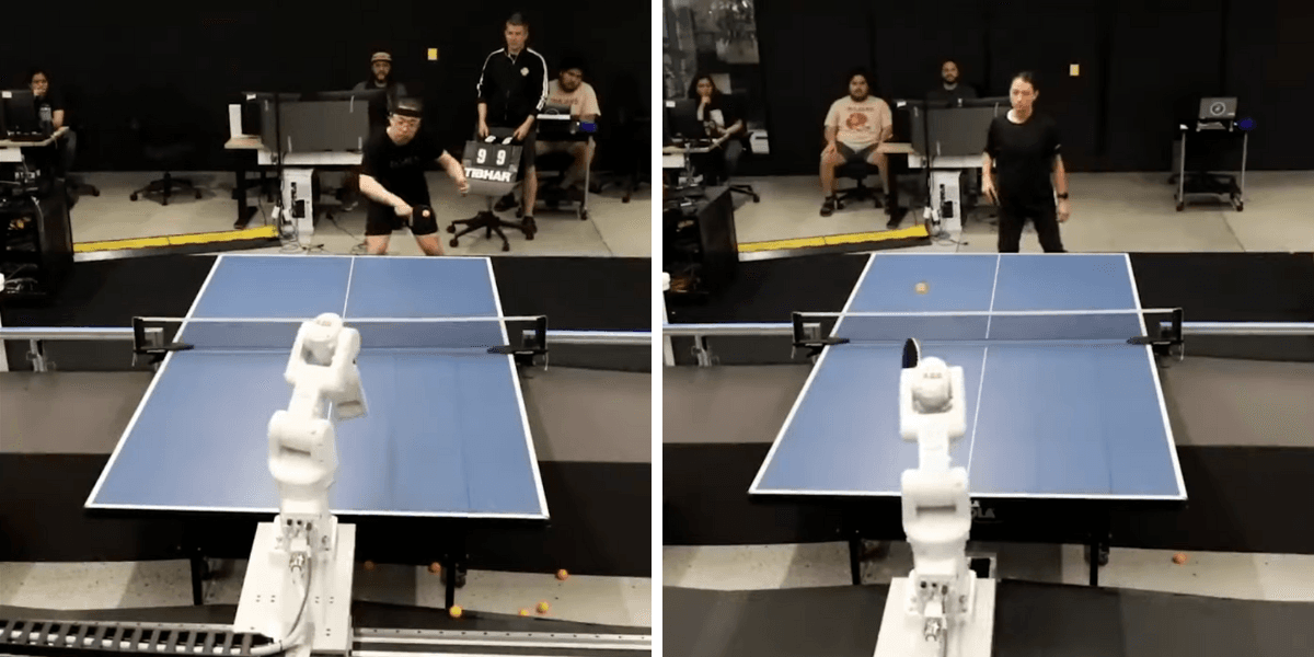 DeepMind’s nya robot spelar bordtennis med olika spelare på olika nivåer. Intressant forskning. (Foto: Biz_Busy Youtube)