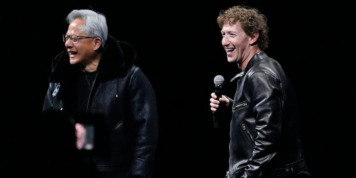 Jensen Huang, vd för Nvidia och Mark Zuckerberg, grundare och vd av Meta.