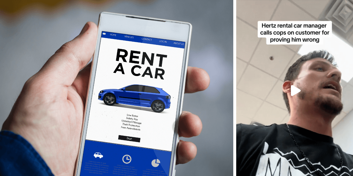 Hertz gör det ena misstaget efter det andra. Nu har en platschef hotat en kund med böter för han körde för många mil, trots att avtalet sa "obegränsad körsträcka". (Foto: Getty Images och Tiktok)