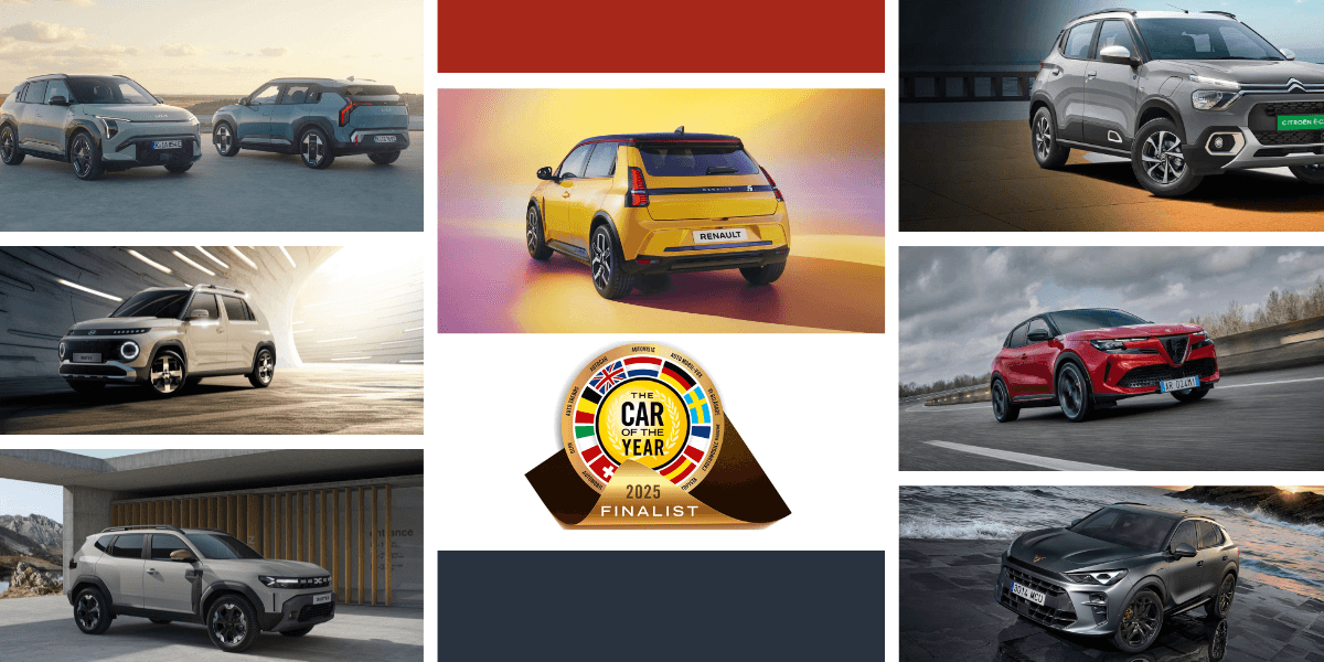 Här går vi igenom vad Europas journalister har sagt om de sju bilarna som är finalister i Årets bil 2025. (Foto: Alfa Romeo, Cupra, Citroën, Dacia, Hyundai, Kia, Renault)