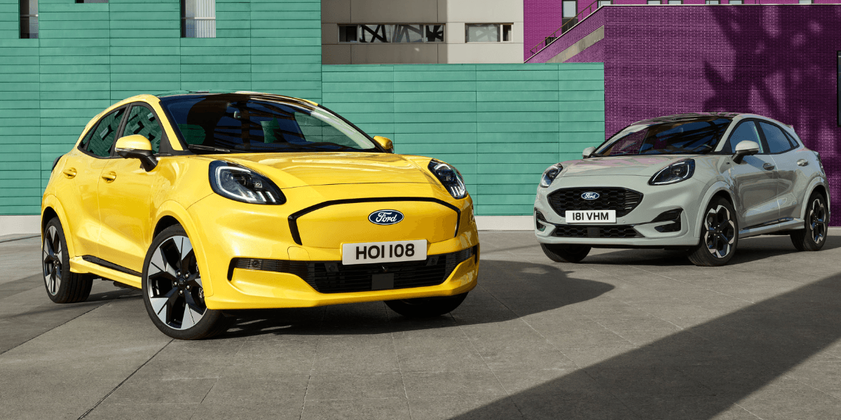 Här är de uppställda och fina. Välkomna Ford Puma till världen. (Foto: Ford)