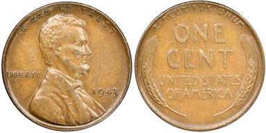 Kopparmyntet 1943 Copper Lincoln Wheat Penny än värdefull sällsynthet.