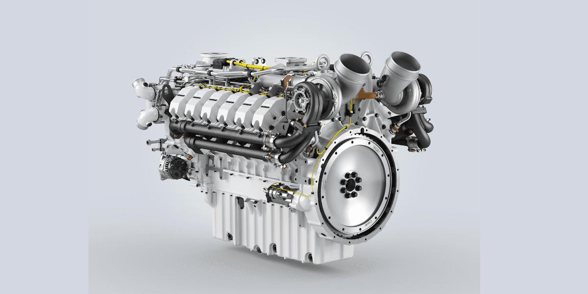 Den här motorn är en förbränningsmotor men den drivs inte av bensin eller diesel. (Foto: Liebherr)