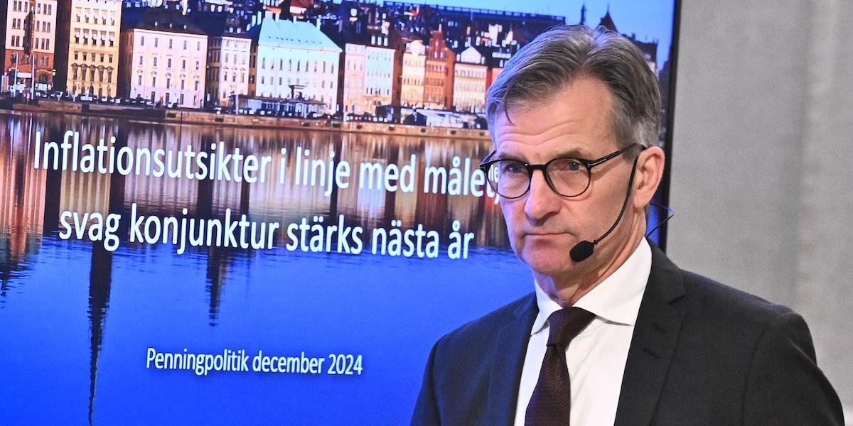 Riksbankschef Erik Thedéen kan trots stigande inflation komma att sänka räntan senare i vår. (Foto: Claudio Bresciani / TT)